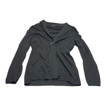 Banana Republic Cardigan Sweater Women&#39;s Medium Petite Gray Cotton Notch... - £20.41 GBP