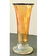 Vintage Small 5&quot; CARNIVAL GLASS Vase Clear &amp; Orange - £6.67 GBP
