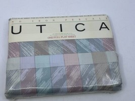 Vintage Utica Full Flat Sheet &quot;Chromatics Multi&quot; Pattern No Iron Percale Cotton - £23.26 GBP