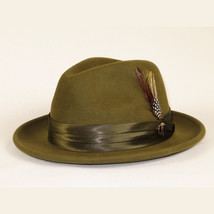 Mens Bruno Capelo Hat Australian Wool Crushable Fedora Giovani Olive Green UN111 image 3