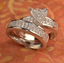 2.2Ct Round Cut Diamond 14K White Gold Finish Women&#39;s Bridal Engagement Ring Set - £95.61 GBP