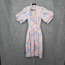 Vintage Barad &amp; Co Womans Long Dressing Gown Robe Medium Pastel Pink Blue Floral - $41.27