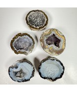 Mexican Coconut Half Geode Polished Crystal Agate Lot Of 5 Beautiful Pieces - $138.92 CAD