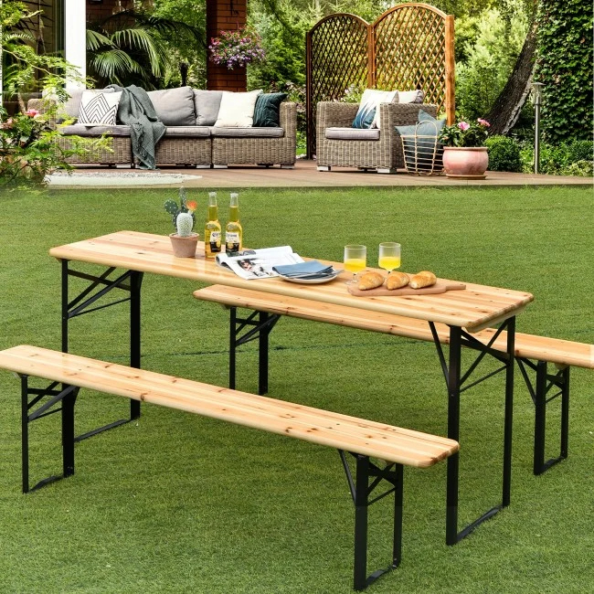 Primary image for Wood Picnic Table, Portable Picnic Table, Patio Table With Chairs, Folding Table