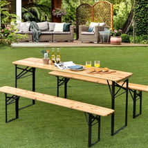 Wood Picnic Table, Portable Picnic Table, Patio Table With Chairs, Folding Table - £181.91 GBP