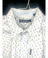 Ben Sherman Original Mens Shirt Logo Short Sleeve Pocket Blue Sailboats Size L - $12.82