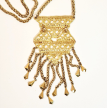 Stella and Dot Vintage Gold Colored XL Pendant Mini Bib Necklace Costume Jewelry - £23.28 GBP