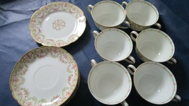 Antique La Porcelain Limousine Limoges France Lp Soup Buillon Cups Saucers 13PCS - £186.11 GBP