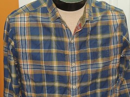 Men&#39;s MED Tommy Bahama Long Sleeve Shirt 100% Cotton BLUE GREEN WHITE plaid - $14.39