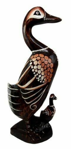 Primary image for Balinese Wood Handicrafts Waterfront Mother Duck & Duckling Figurine 16.5"Long