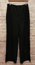 forever 21 size Large long woven lightweight pants ￼wide leg Black Pinstripe NEW - £26.27 GBP