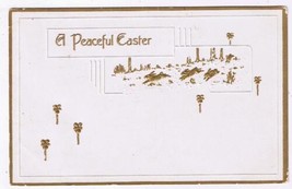 Holiday Postcard Peaceful Easter White Gold Embossed 1914 - £2.36 GBP