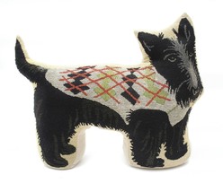 Rory Black Terrier with Arygll Coat Embroidery Dog Standing Door Stop - £21.48 GBP