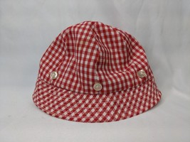 Vintage Red White Gingham Hat Infant Size 17 USA - $9.95