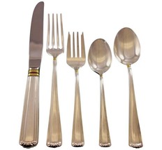 Embassy Scroll Gold by Lunt Sterling Silver Flatware Set Service 60 pcs ... - $6,435.00