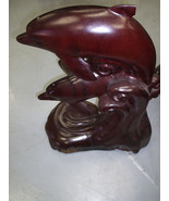 authentic dolphin handcarved large redwood carving home or beautiful gar... - $683.83 CAD