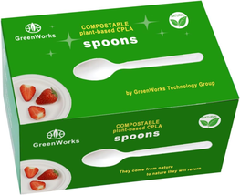 Compostable Spoons,Bpi Certified,100 Count 7&quot; Heavy-Duty Disposable Cutl... - $17.03