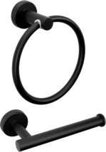 Bathroom Hardware Set 2 Pieces Towel Ring And Toilet Paper Holder, Matte... - £33.80 GBP