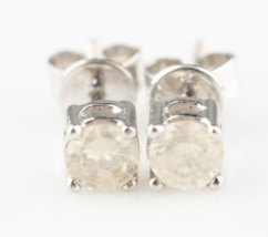 14k White Gold Round Diamond Stud Earrings TDW = 0.61 ct - £361.70 GBP