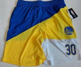 Golden State Warriors Mens L Basketball Shorts Stephen Curry Blue Yellow White - £22.98 GBP
