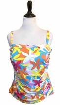 Lands End Tankini Swimsuit Top Plus Size 20W Blue Yellow Pink Floral NEW - $34.65