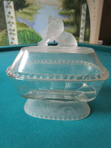 GILLINDER &amp; SONS 1800s FOOTED COVERED COMPOTE LION FROSTED HEAD PICK1 - $46.52+
