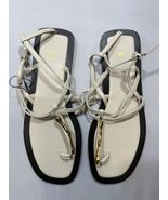 Zara White Strappy White Sandals Bamboo Toe Ring Cancel Wrap EU39 / US8 New - $40.58