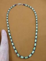 (v326-133) 20&quot; long Chinese turquoise + blue Lapis bead beaded gemstone Necklace - £30.35 GBP