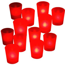 New RED Flickering 12 Flicker Light Flameless LED Tealight Votive Tea Ca... - $18.99
