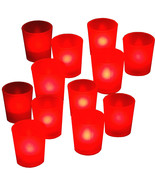 New RED Flickering 12 Flicker Light Flameless LED Tealight Votive Tea Ca... - £15.71 GBP
