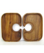 Acacia wood Bistro Butler Canape Tray Wine glass Holder Serving Plate Se... - £10.15 GBP