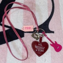 Victoria&#39;s Secret Pink Guitar Mirror Heart Collectible Vintage Keychain Necklace - £120.91 GBP