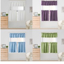 3PC Set Window Dressing Kitchen Curtain Solid Lined Blackout Drape Treat... - $24.99