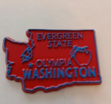 Washington die cut rubber fridge magnet blue red evergreen State Olympia - $8.96