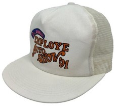 Vintage Employee Auto Show Hat Cap Snap Back White Mesh Trucker 1991 2nd Annual - £15.63 GBP