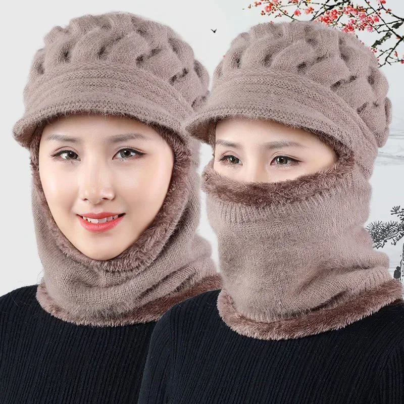 Coral Fleece Winter Hat Beanies Women&#39;s Hat Scarf Warm Breathable Wool Knitted - £9.59 GBP+