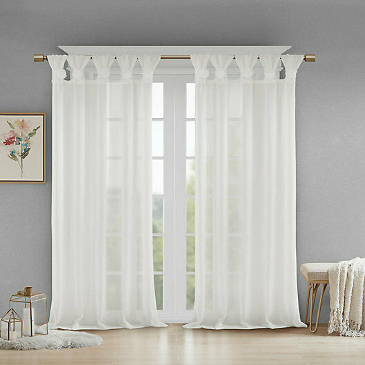 Primary image for Madison Park Rosette Floral Cuff 95-Inch Twist Tab Window Curtain Panel in White