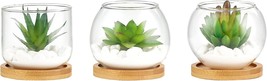 Artificial Succulent in Clear Glass Pot 3 Mini Potted Fake Plants for Women Offi - £37.48 GBP