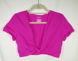 Wild Fable Women&#39;s Fuchsia Ribbed Deep V Neck Cropped Fitted Top Size XXL - £15.92 GBP