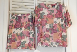 Susan Graver Studio Garden Party Sheer Printed Shell and Skirt Set Medium - $59.99