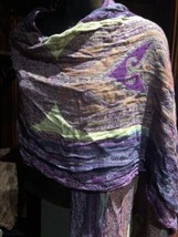 Nemesis Vintage Purple Knit Brocade Pashmina Paisley Scarf Wrap - $34.65