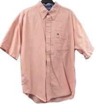 VTG Tommy Hilfiger Large Men Short Sleeve Shirt Striped Peach Button Dow... - $22.08