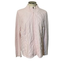 Croft &amp; Barrow Blush Pink Quilted Ribbed Knit Zip Up Sweater Jacket Size 1X - £18.22 GBP