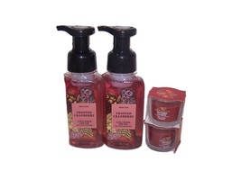 Bath and Body Works Frosted Cranberry Foaming Soap w Red Apple Wreath Candle - £21.50 GBP