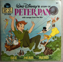 PETER PAN (1977) Disneyland softcover book with 33-1/3 RPM record - £10.90 GBP