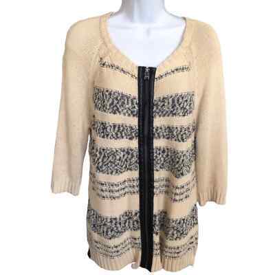 Trouve faux leather trimmed zip down sweater women’s size XS - $18.62
