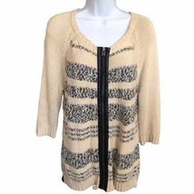 Trouve faux leather trimmed zip down sweater women’s size XS - $18.62
