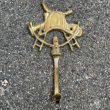 Fireman&#39;s Brass Wall Hook 8&quot; With Helmet, Ladder &amp; Hydrant for Coats by ... - $38.77