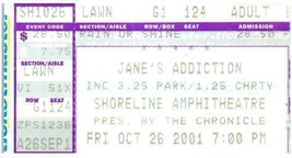 Vtg Jane&#39;s Addiction Ticket Stub Octobre 26 2001 Mountain View California - £32.50 GBP