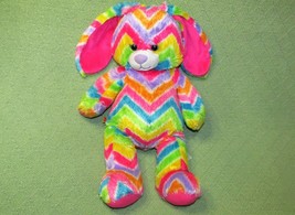 Build A Bear Bunny Rainbow Stripes Chevron Zig Zag Colorful 16&quot; Rare Vhtf Plush - £17.67 GBP